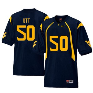 Mens West Virginia Mountaineers Isaiah Utt #50 Navy Retro Stitched Jerseys 550614-789