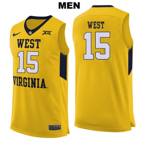 Men's West Virginia Mountaineers Lamont West #15 Yellow Stitch Jerseys 893707-420