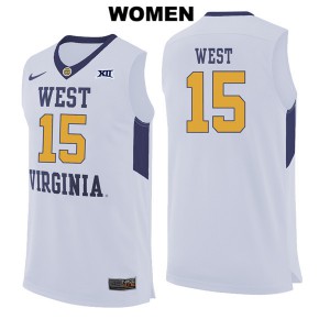Women's West Virginia Mountaineers Lamont West #15 White Official Jerseys 870967-514