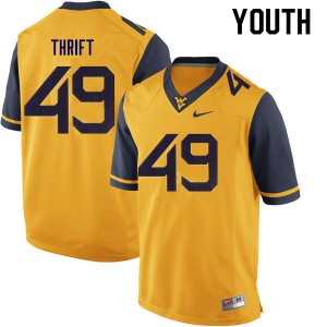 Youth West Virginia Mountaineers Jayvon Thrift #36 Gold Embroidery Jersey 788409-408